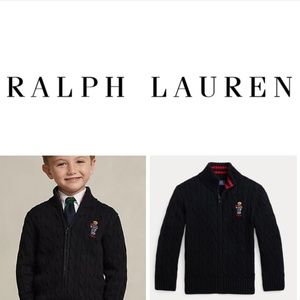 NWT Polo by Ralph Lauren kids bear zip up sweater Sz 5